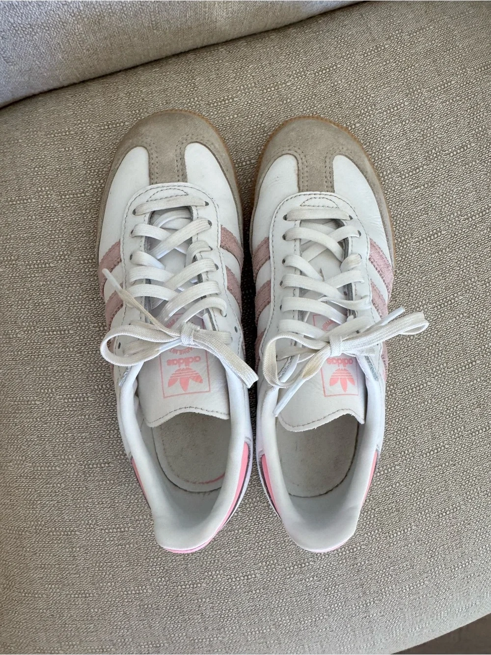 adidas Kids Sneakers in White and Pink with Gum Sole size 3